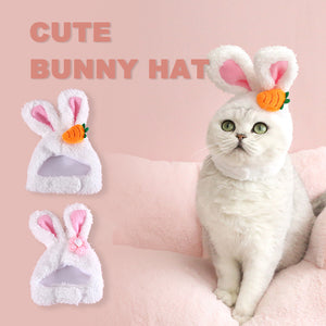 Peluche dessin animé chat chien oreilles de lapin mignon décoration de pâques chapeau couvre-tête produits pour animaux de compagnie