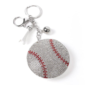 Bling Crystal Baseball Sport Tassel Keychain