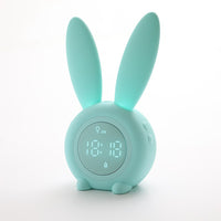 Réveil numérique LED avec oreilles de lapin, affichage électronique, contrôle du son, lampe de nuit en forme de lapin mignon, horloge de bureau pour la décoration de la maison