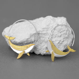 Boucles d'oreilles baleine Kunpeng, conception artistique naturelle simple