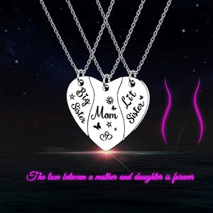 3 PCS Heart-shaped Matching Mom Sisters Necklace Set Stainless Steel Mother Daughter Necklaces