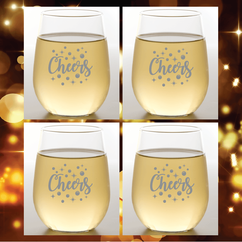 Cheers Silver Stemless Shatterproof Wine Glasses (2 Pack)