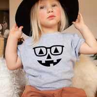 Hipster Jack-o-Lantern Pumpkin Face T-Shirt (Toddler/Child)