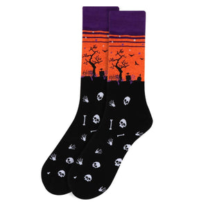 Halloween Cemetery Scene Socks (Mens)