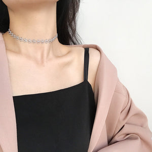South Korea Version S925 Sterling Silver Fashion Temperament Trend Lucky Chic Four-leaf Clover Choker Necklace