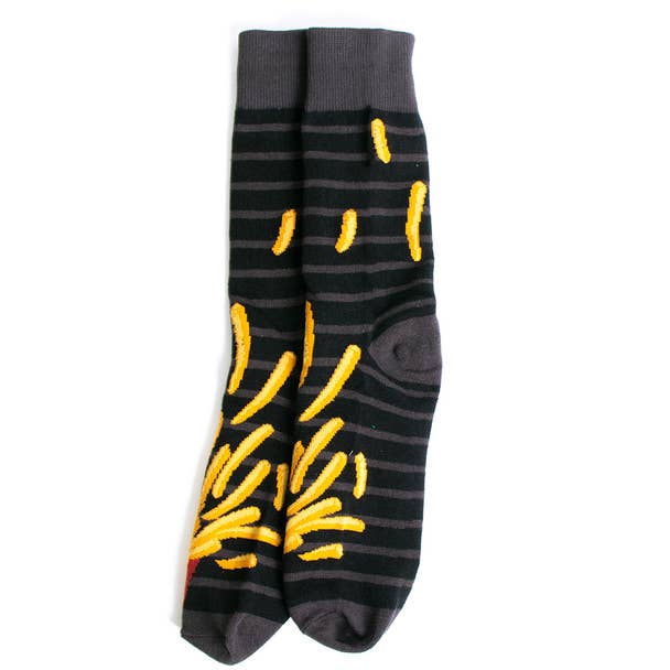 Flying French Fries Novelty Socks (Mens)