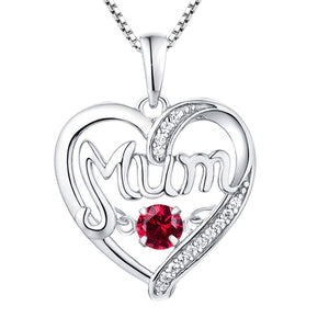 S925 Silver Pulsatile Heart MoM Necklace Mother's Day Gift Birthstones Smart Pendant