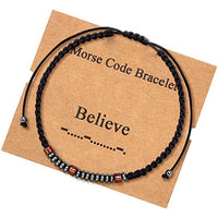 Morse Code Bracelet Black Gallstone Wood Beads