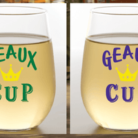 LOUISIANA COLLECTION - Mardi Gras Geaux Cup - Verres à vin incassables sans pied (paquet de 2)