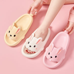Pantoufles de lapin mignonnes pour enfants et femmes, chaussures d'été pour la maison, pantoufles de salle de bain