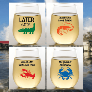 LOUISIANA COLLECTION - Gumbo - Stemless Shatterproof Wine Glasses (4 Pack)