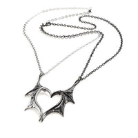 Colliers gothiques pour couples avec ailes de chauve-souris et cœur
