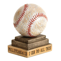 Figurine de ballon de sport Philippiens 4:13 aspect bois
