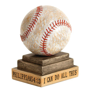 Sports Ball Philippians 4:13 Wood Look Figurine