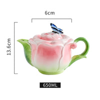 Juego de ollas y platos de taza de agua con marca de café de cerámica rosa

