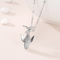 Sterling Silver Whale Couple Necklace
