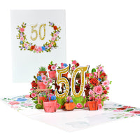 Flowers Anniversary Greeting Card 3D Stereo