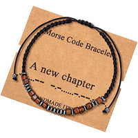 Bracelet code Morse Perles de bois de calcul biliaire noir
