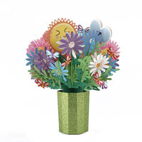 Papier de carte de voeux tridimensionnel créatif 3D tenant des fleurs
