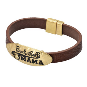 Basketball Mama Faux Leather Magnetic Bracelet