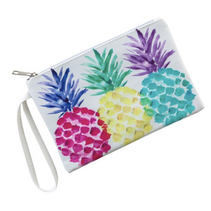 Multicolor Pineapple Print Wristlet Pouch