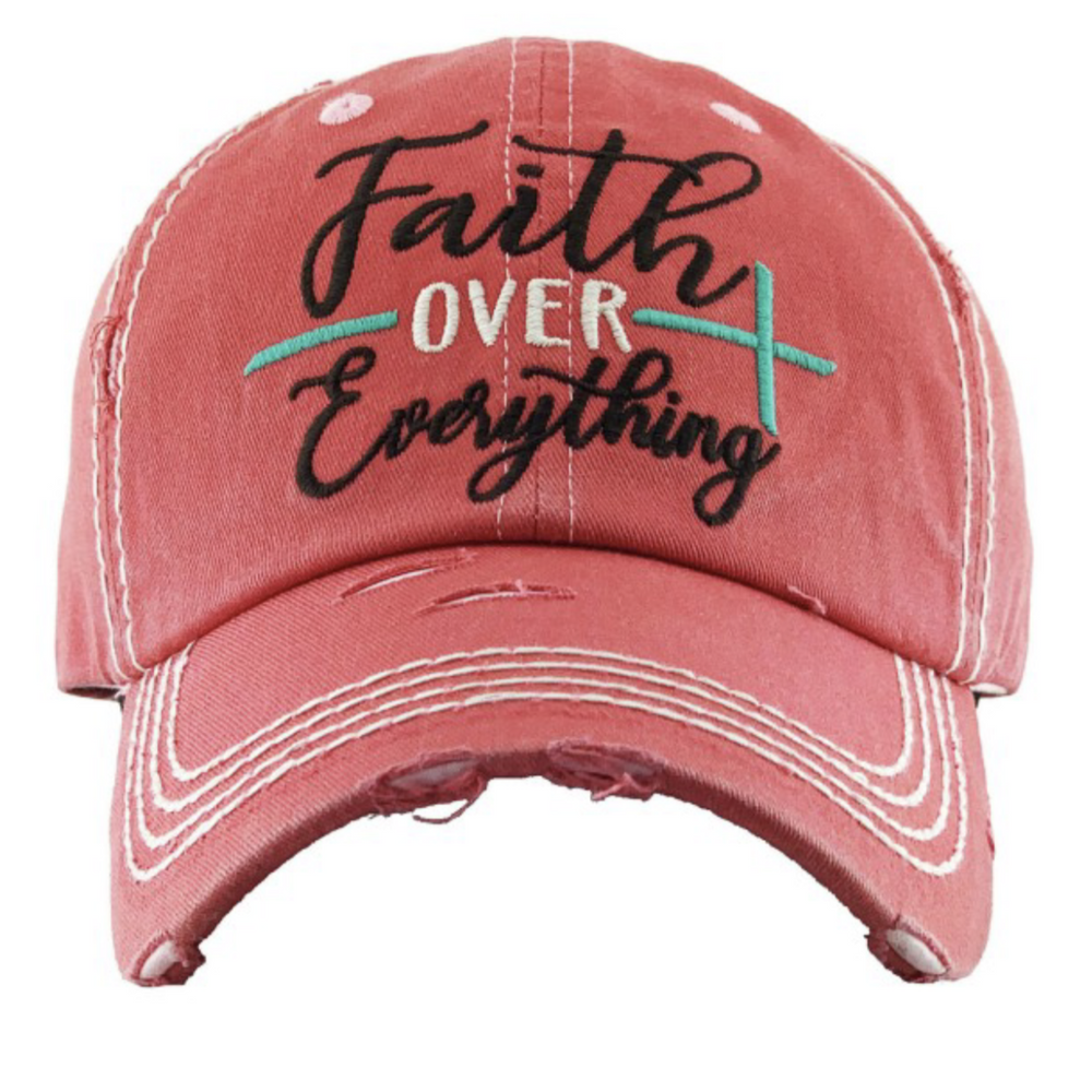 Faith Over Everything Gorras de béisbol desgastadas vintage
