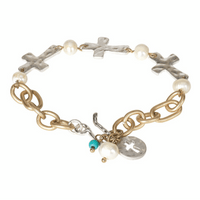 Two-Tone Cross Chain Bracelet