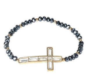 Sideways Crystal Cross Beaded Bracelets