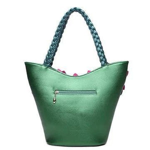 Leather Flower Bucket Handbags