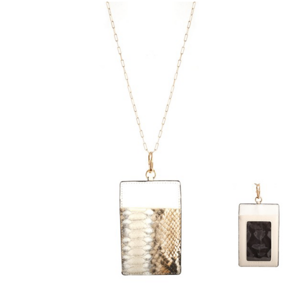 Snakeskin Card/ID Holder Lanyard Necklace