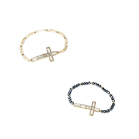 Sideways Crystal Cross Beaded Bracelets
