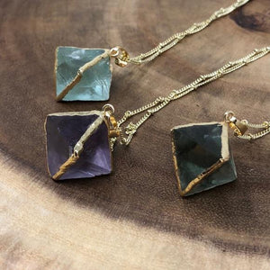 Fluorite Crystal Gold Necklace