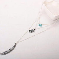 Feather & Leaf Layered Necklace
