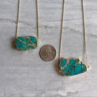 Blue Jasper Sea Sediment Gold Necklace
