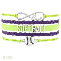 Bracelets à cordon en cuir superposés Love Infinity Softball
