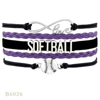 Love Infinity Softball Layered Leather Cord Bracelets
