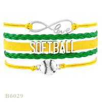 Love Infinity Softball Layered Leather Cord Bracelets
