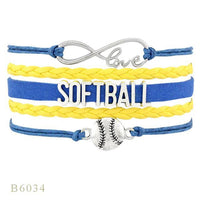 Bracelets à cordon en cuir superposés Love Infinity Softball