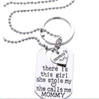 His/Her Girl Necklace and Key Chain Set
