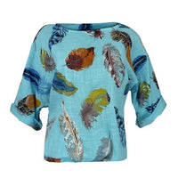 Feathers Colorful Three Quarter Sleeve Blouse
