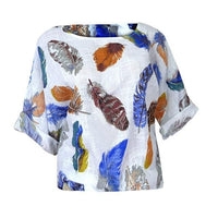 Feathers Colorful Three Quarter Sleeve Blouse