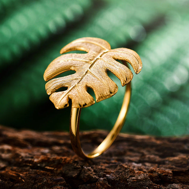 Monstera Leaf Adjustable Rings