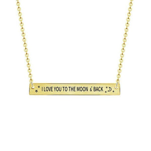 I Love You To The Moon & Back Bar Pendant Necklace