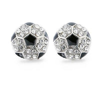 Boucles d'oreilles à tige pavées de cristaux de ballon de football