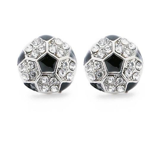 Soccer Ball Crystal Pave Stud Earrings