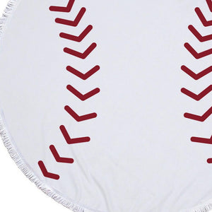 Baseball Print Round Beach Blanket